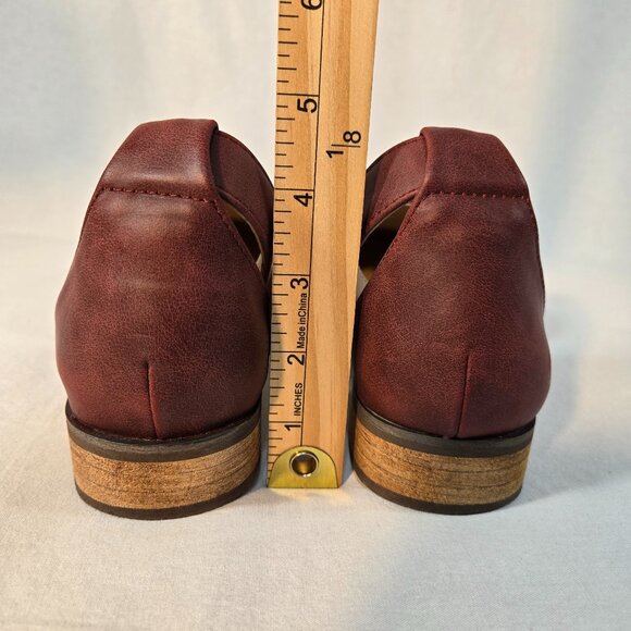 JOURNEE COLLECTION LORETA Wine Vegan Leather Ankle Strap Loafer Flat Shoe Size 8 - Picture 14 of 16